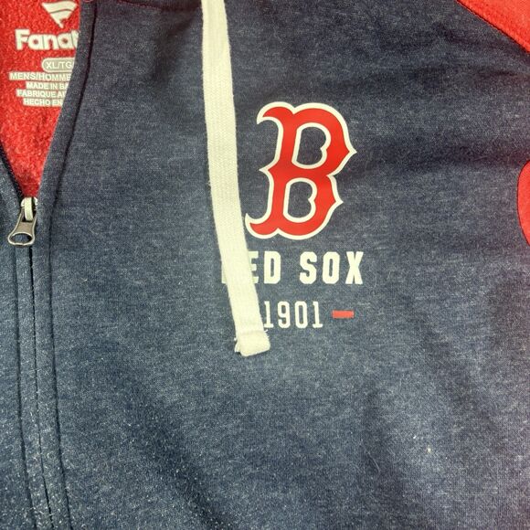 XL Fanatics Boston Red Sox Full Zip Hoodie Sweatshirt Red/Navy Blue Men's - Picture 11 of 12